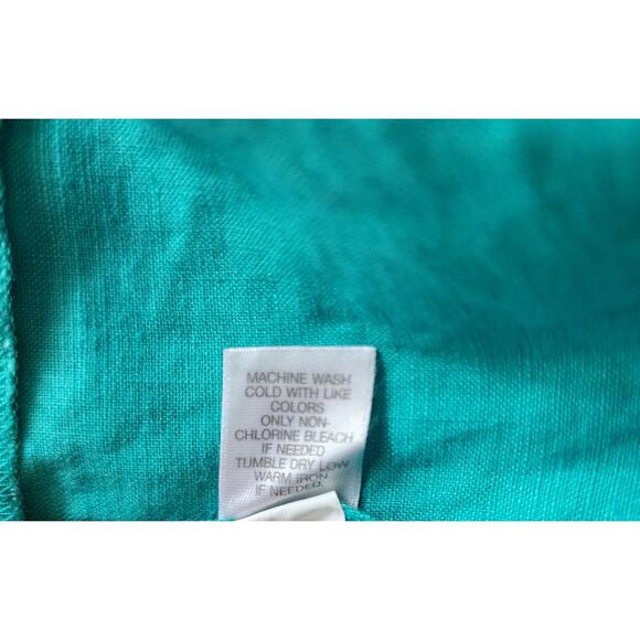 J. Jill Love Linen Dress Womens Size 2X Teal Blue Front Apron Pockets 100% - Picture 9 of 9